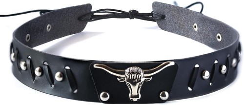 Black leather cowboy hat bands - hat,